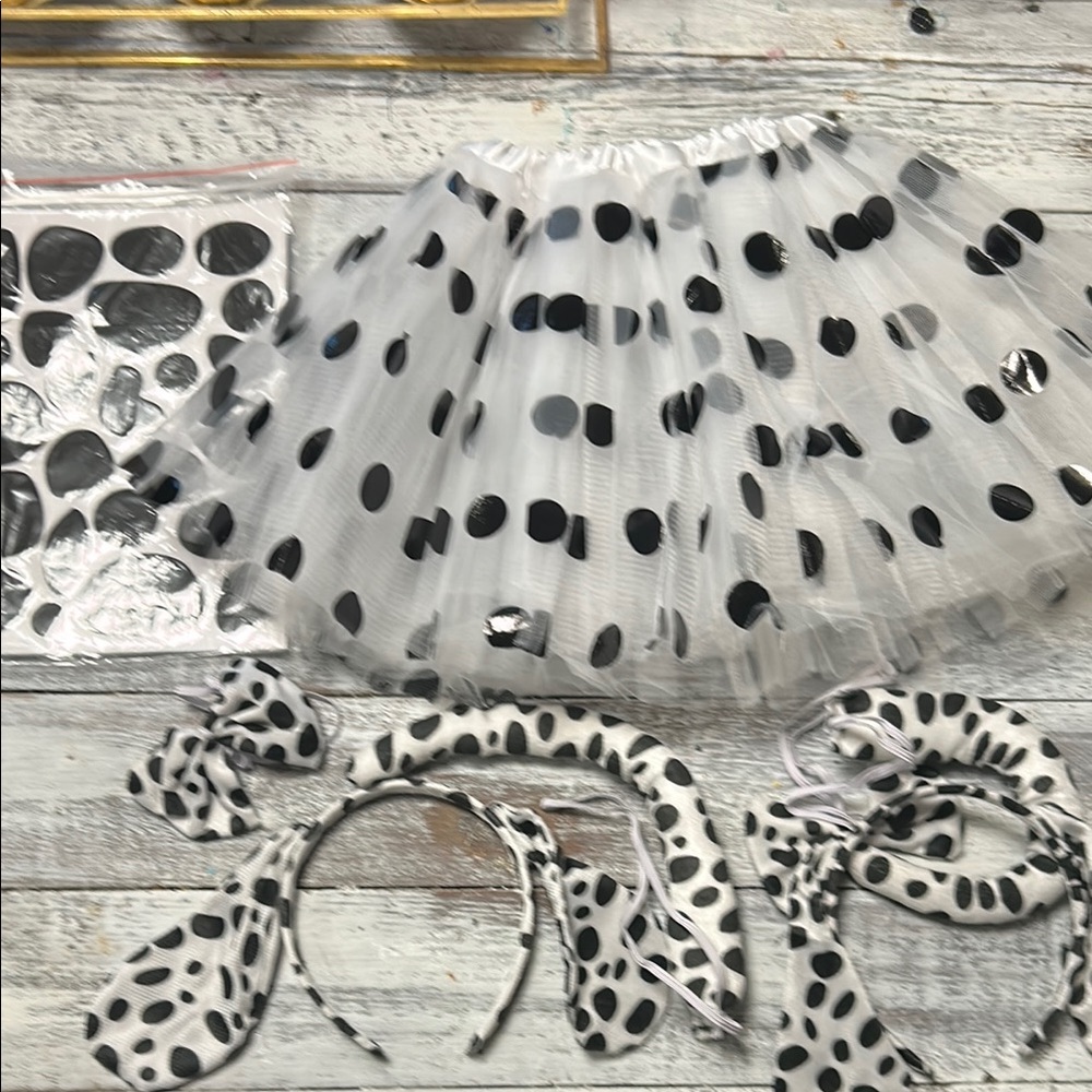 Black and White Dalmatian Dot Kids tutu Set Size One size fits all